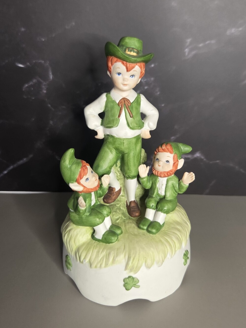 Vintage Lefton St. Patricks Day Danny Boy music box figurines